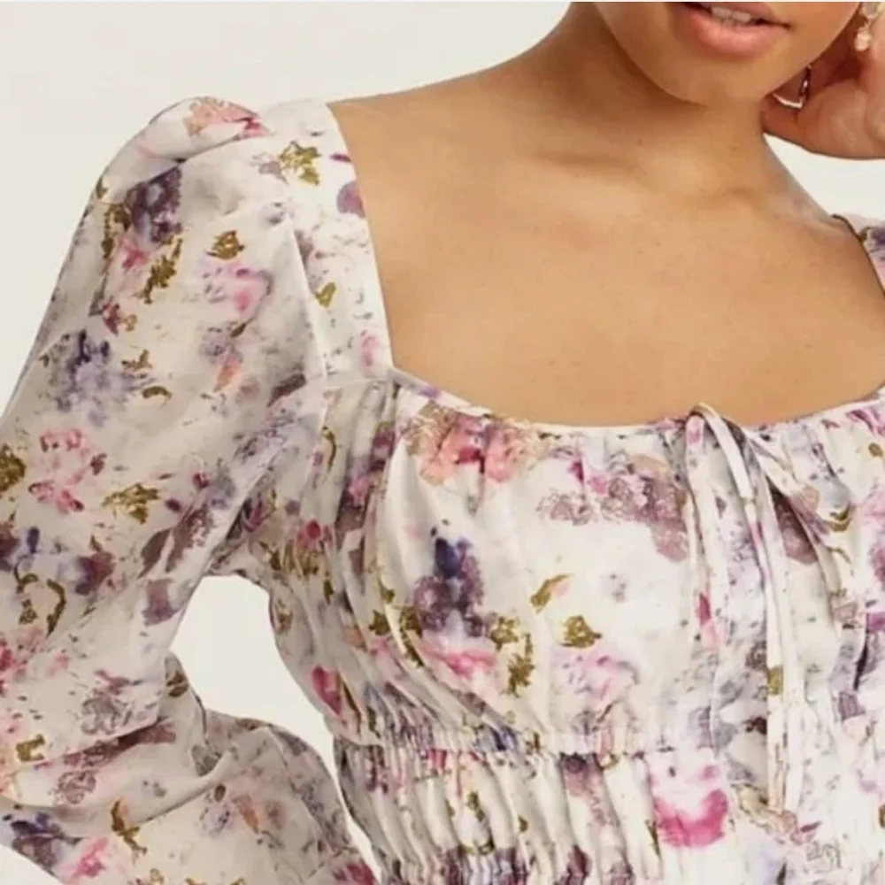Flora Obscura X J.Crew cinched-waist top in kaleidoscope floral